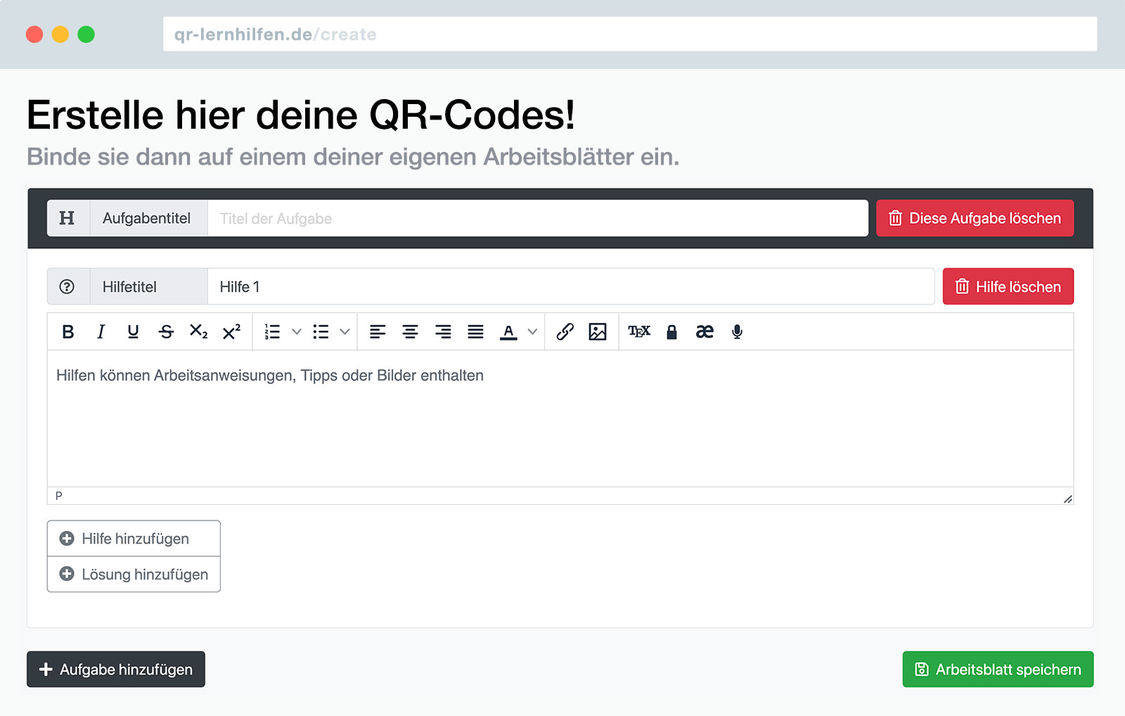 Webseite QR-Lernhilfen.de